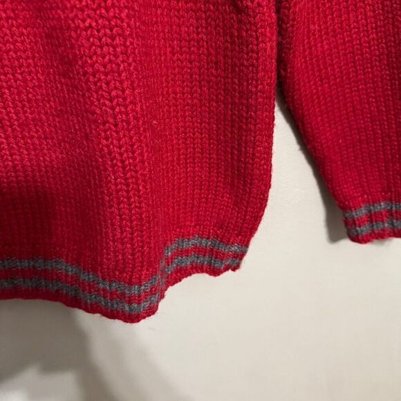 J. Crew vintage 100% wool knit 1/4 zip sweater size small gray/red - Picture 4 of 7